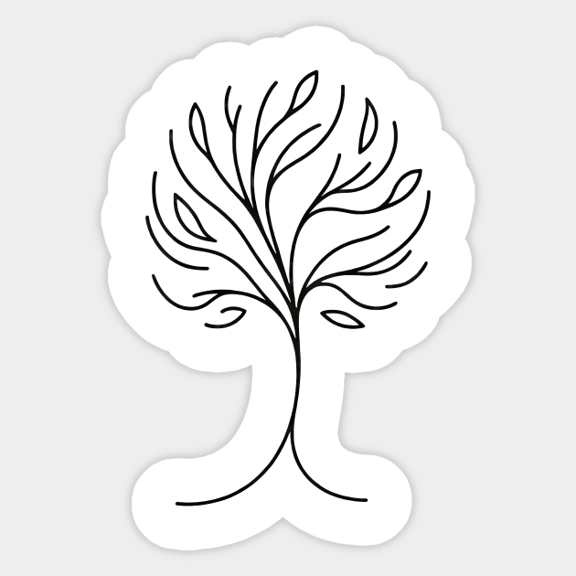Elegance in Simplicity: Minimalist Tree Line Art Sticker by DefineWear